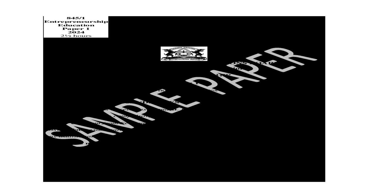 Entrepreneurship Education Paper 1 UCE UNEB Sample Paper New Curriculum 2024 with Scoring Guide