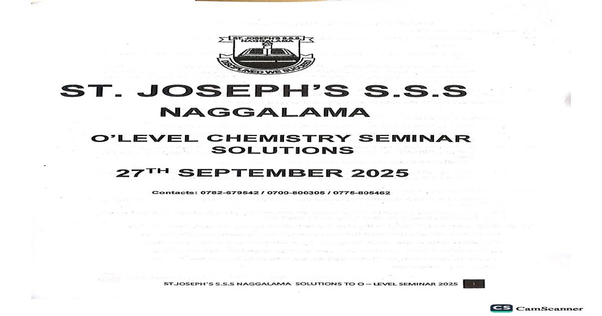 Nagalama O Level Chemistry Seminar Solutions 2025 (UCE)