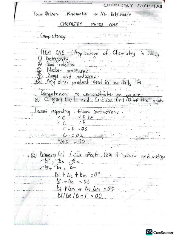 S4 Chemistry Paper 1 Facilitation Notes