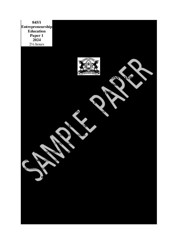 2024 UNEB UCE Entrepreneurship Paper 1 Sample Paper with Marking Guide