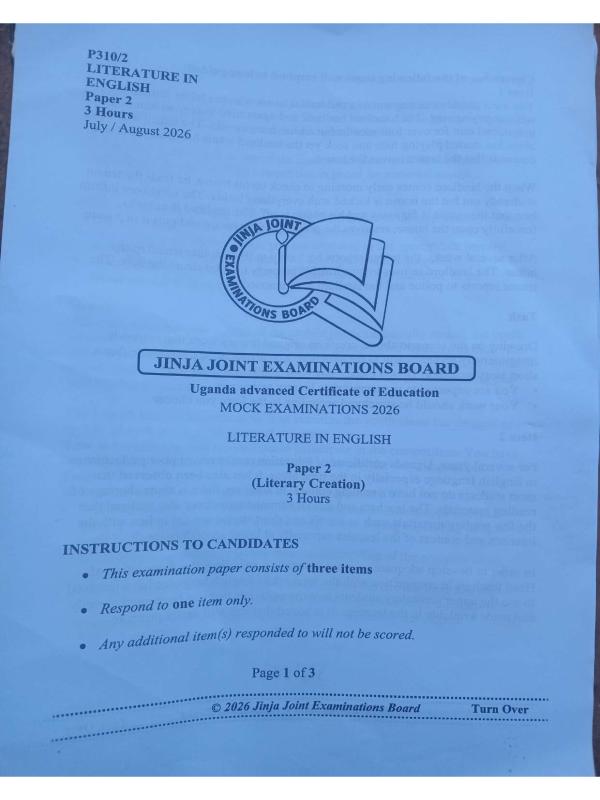 S6 Literature 2 jjeb Mock Exams 2026