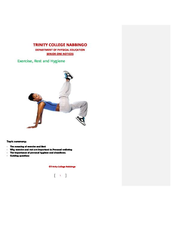 S.1 Physical Education Notes - Uganda Curriculum