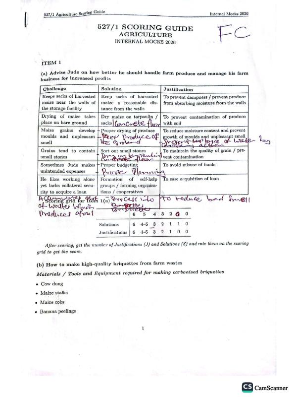 KASSEC UCE Agriculture Paper 1 2026 Mock Exam