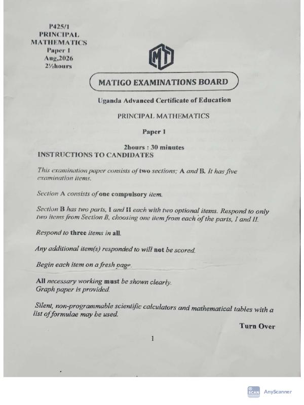 Matiggo Mock Mathematics Paper One 2026