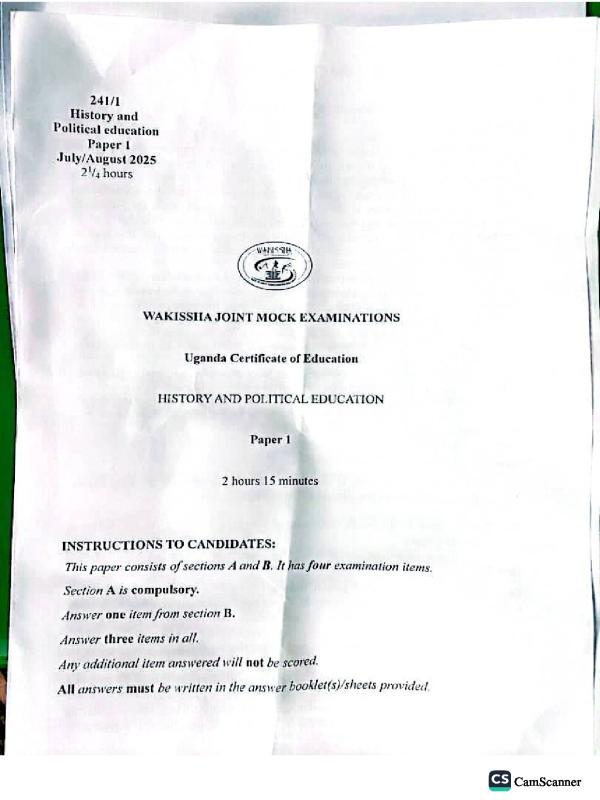 UNEB O-Level History Mock Exam 2025