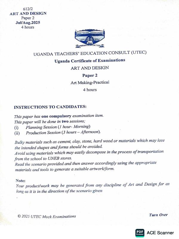 UCE UTEC Art Paper 2 - Uganda Certificate of Education Past Papers