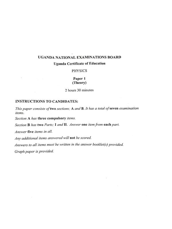 Senior Four Physics Papers 1 and 2 Proposed Score Guides 2024