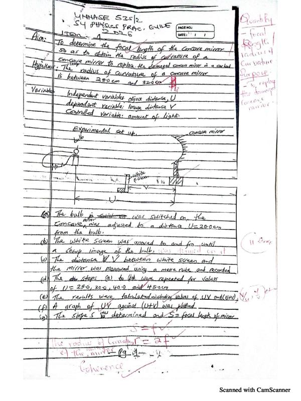 UNNASE UCE Physics Paper 2 Scoring Guide 2026