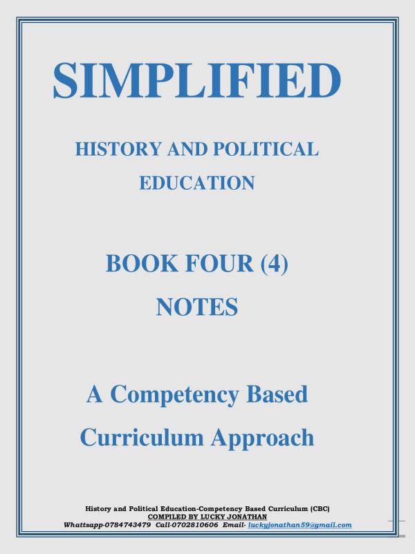 SENIOR FOUR SIMPLIED HISTORY NOTES