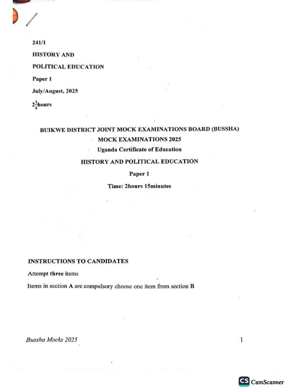 UCE HISTORY MOCK PAPER