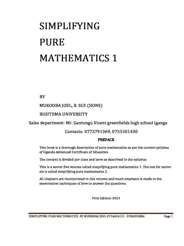 Simplifying Pure Mathematics Paper 1: S5 & S6 A-Level Revision Notes