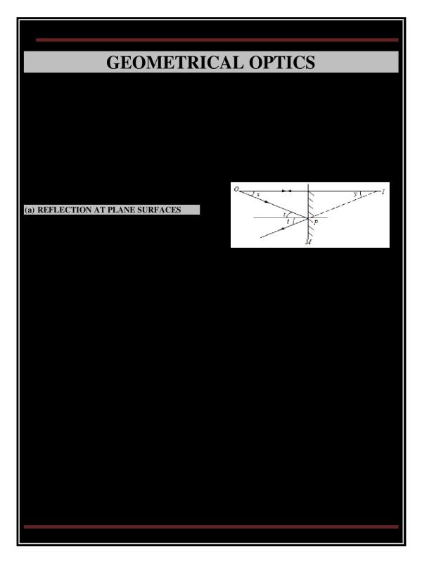S.6 Physics Paper two  geometrical Optics  notes