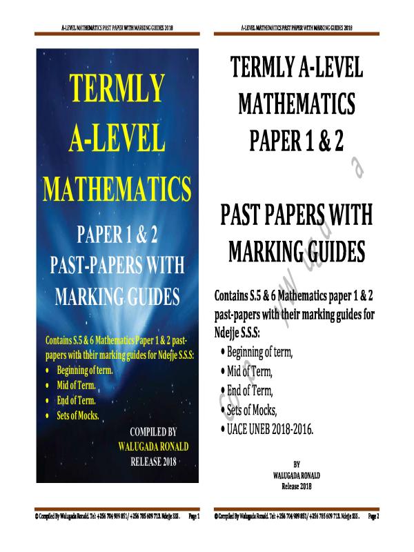 S.6  Mathematics compilation of mock papers with answers Ndejje Secondary school