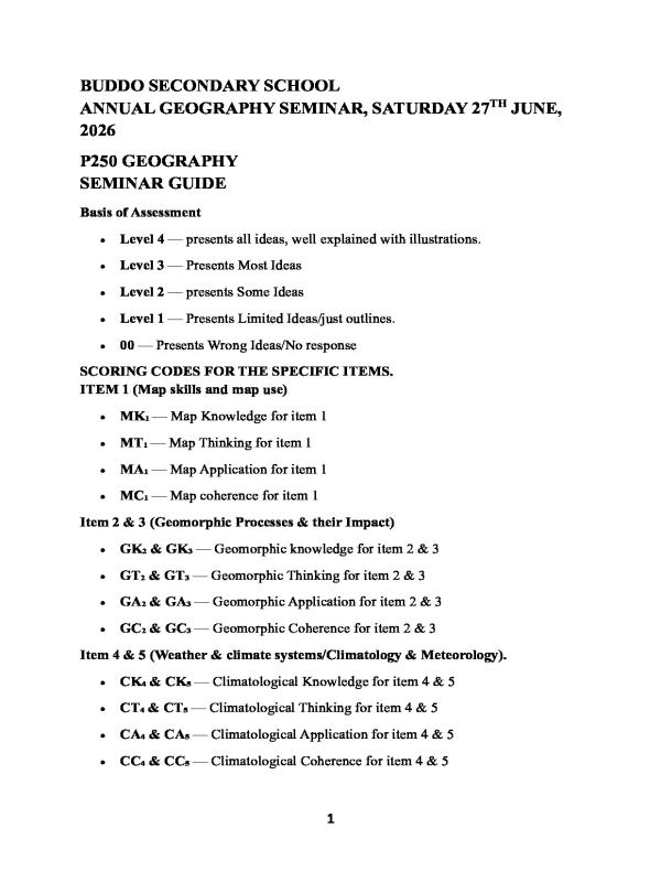 S.6  Geography Seminar Guide   Buddo Secondary School   June 2026