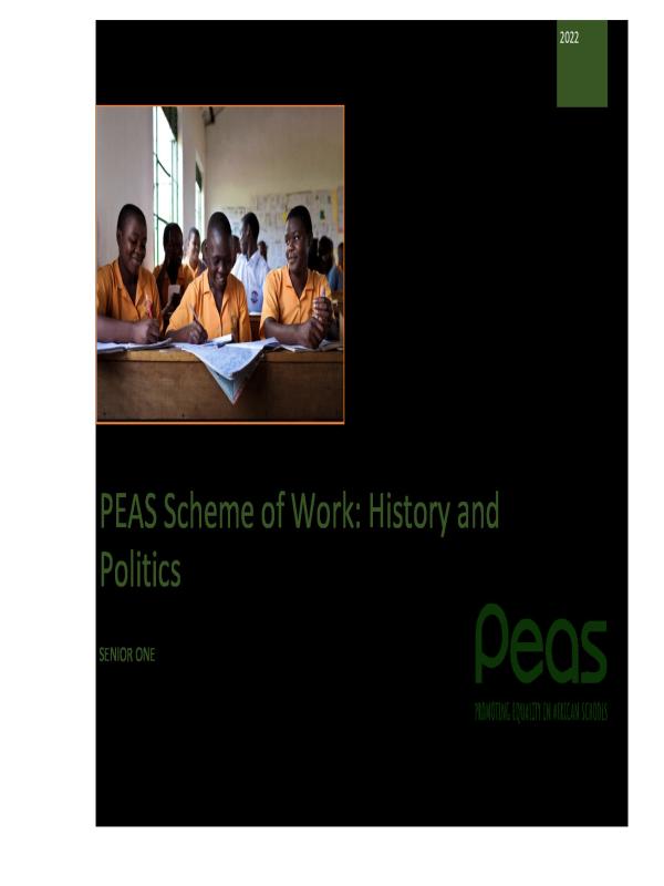 SENIOR ONE HISTORY SCHEME OF WORK