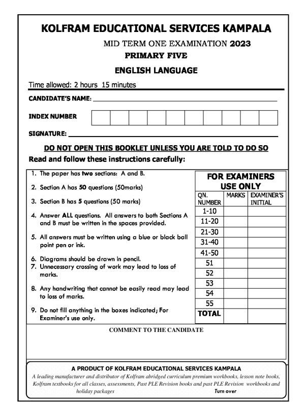 Kolfram P.5 English Mid-Term 1 Examination 2023