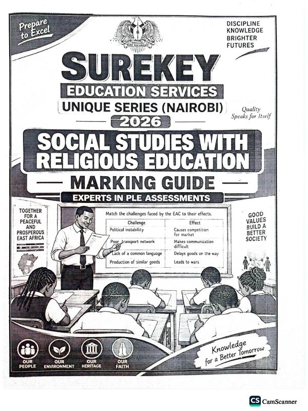 P.7 Social Studies Guide Pre PLE Sure key Unique Series (Nairobi) set 2026