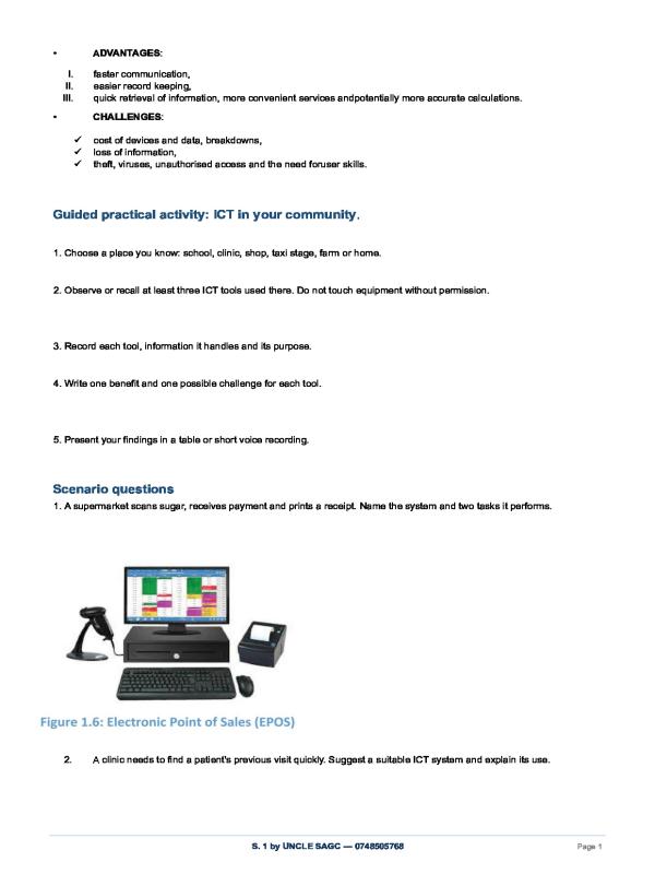 INTRODUCTION TO ICT SENIOR 1